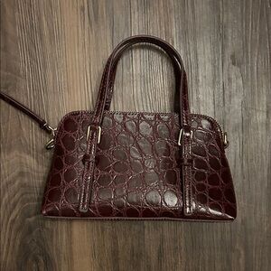 Mango Deep Brown Textured Satchel